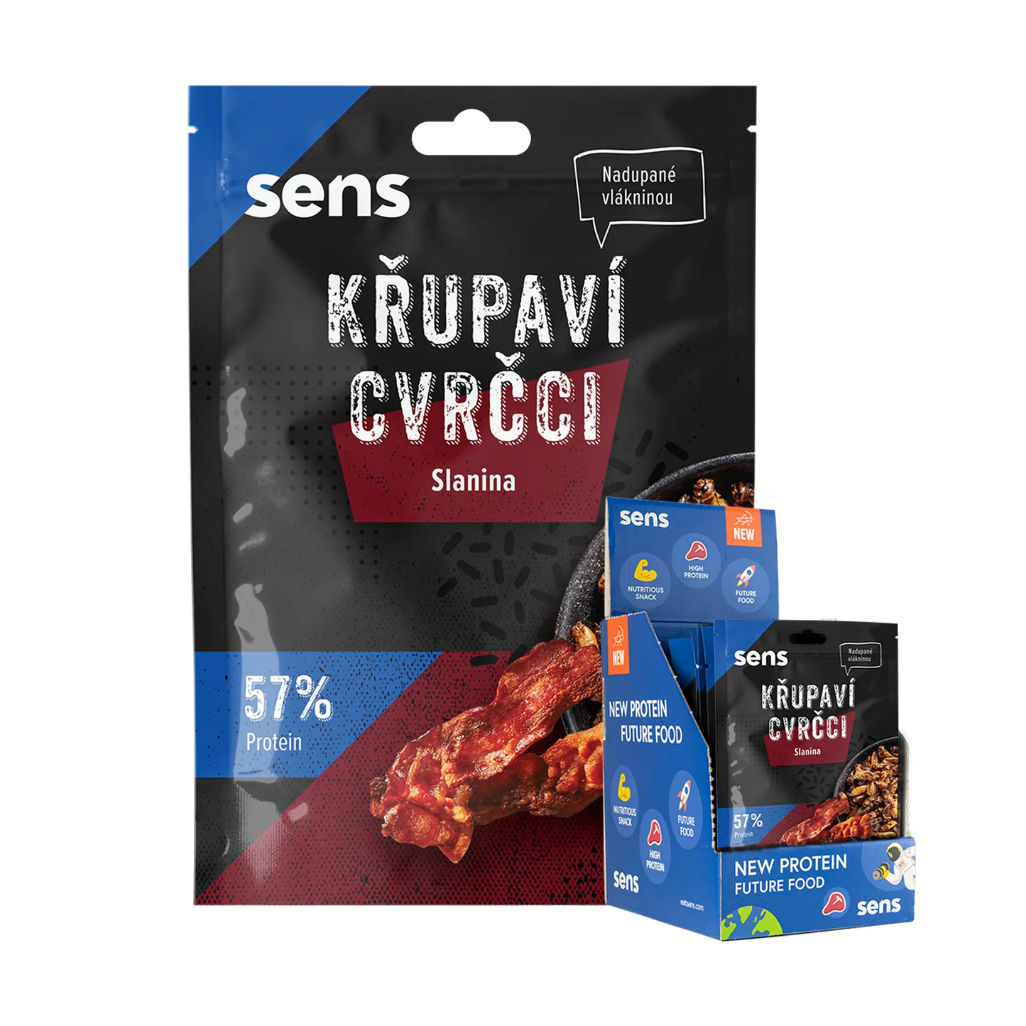 Křupaví cvrčci v pytlíčku - Slanina (16g) - box 15 kusů