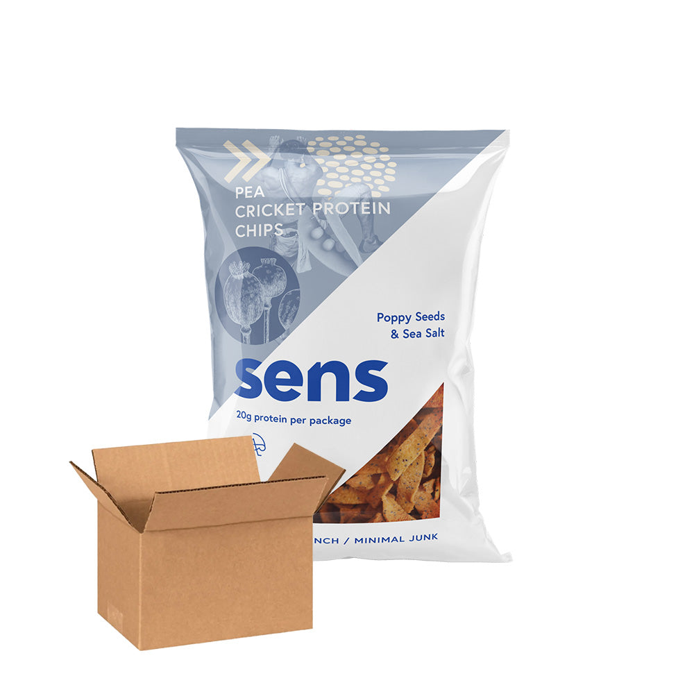 Protein chipsy s cvrččím proteinem - Mák & Mořská sůl (80g) - box 12 kusů