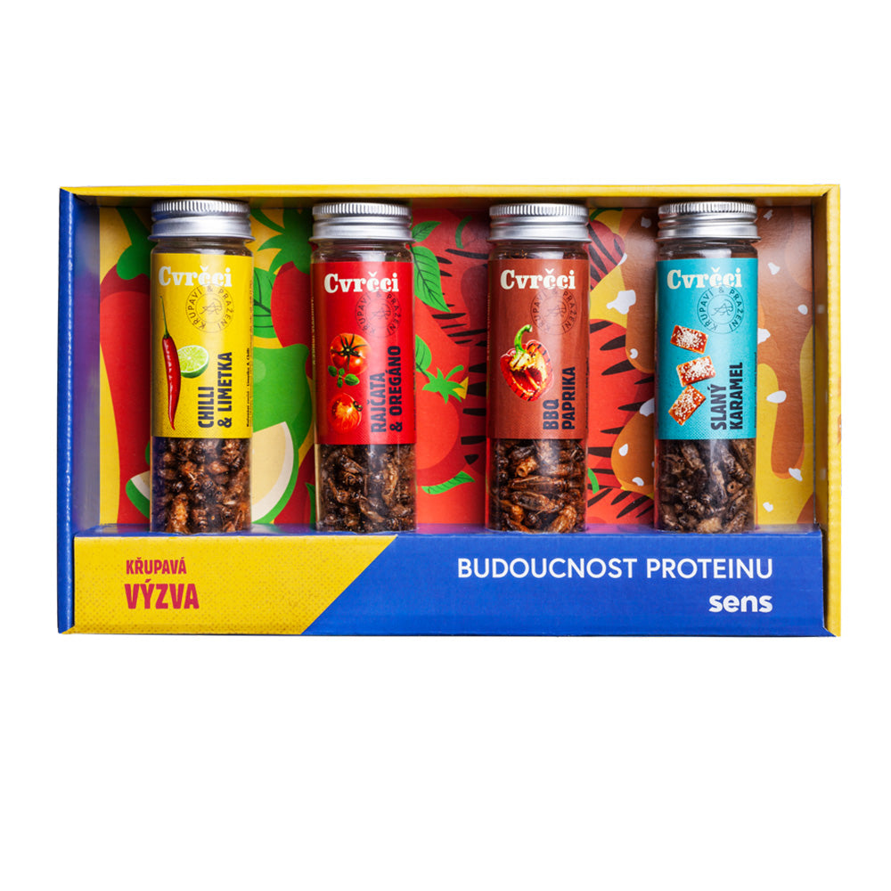 Křupaví & pražení cvrčci - Dárkový set 4 chutí