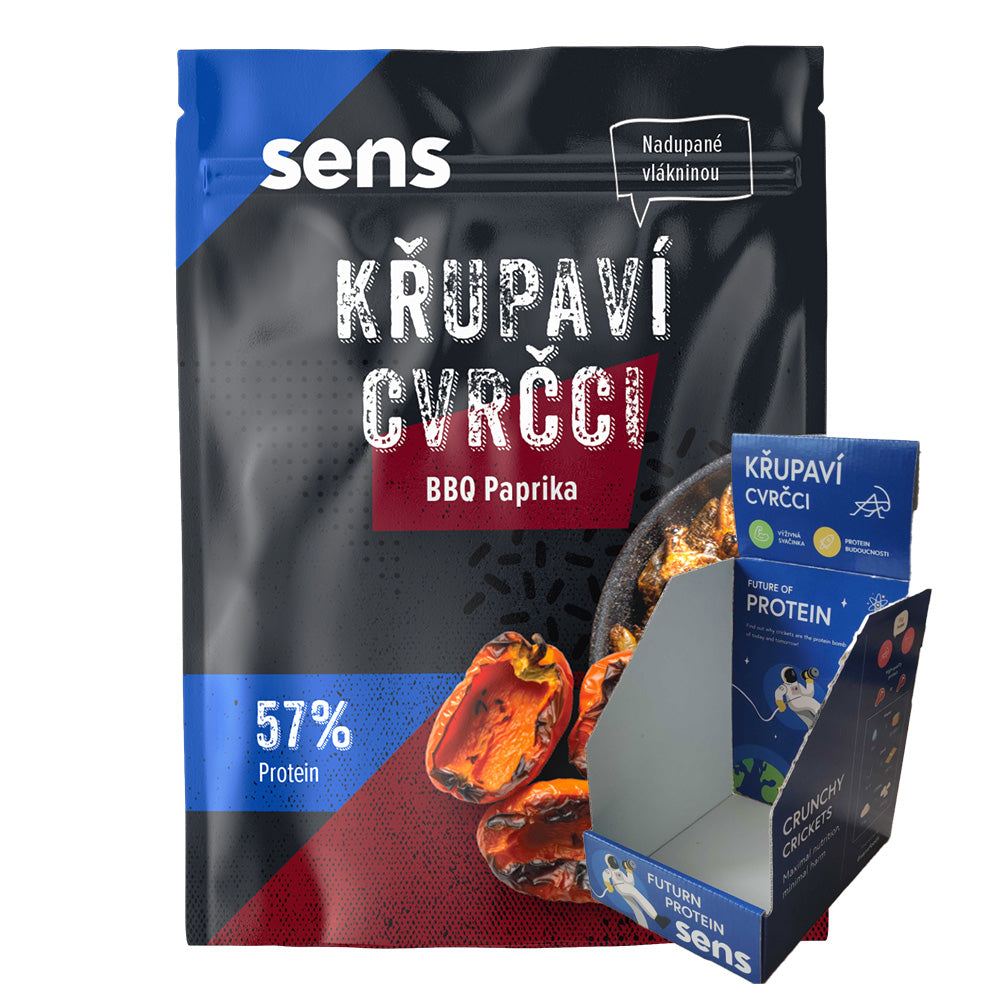 Křupaví cvrčci v pytlíčku - BBQ Paprika (16g) - box 15 kusů