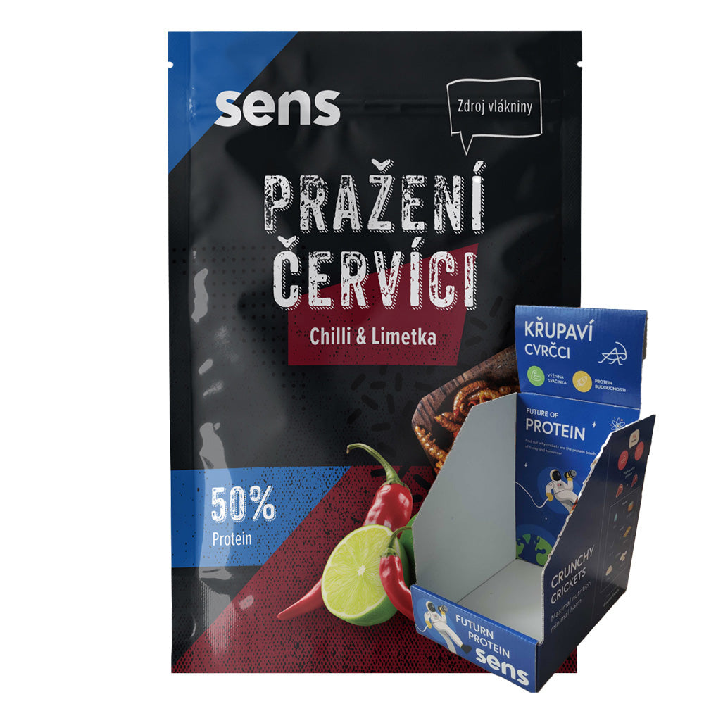Pražení červíci v pytlíčku - Chilli & Limetka (12g) - box 15 kusů