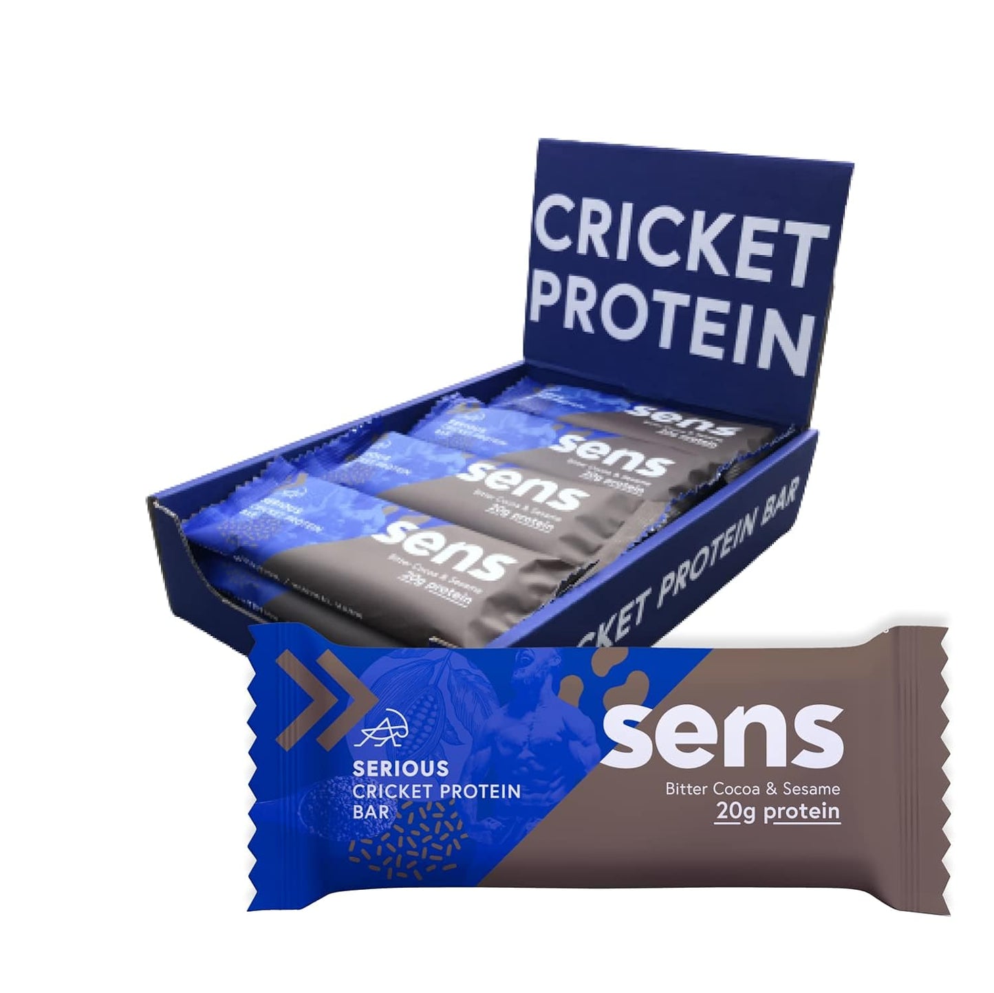 Serious Protein tyčinka s cvrččím proteinem - Hořké kakao & Sezam (60g) - box 12 kusů