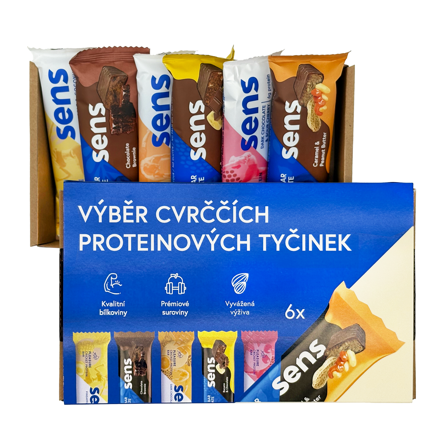 Cvrččí proteinové tyčinky v dárkovém balení - starter pack (6 tyčinek)