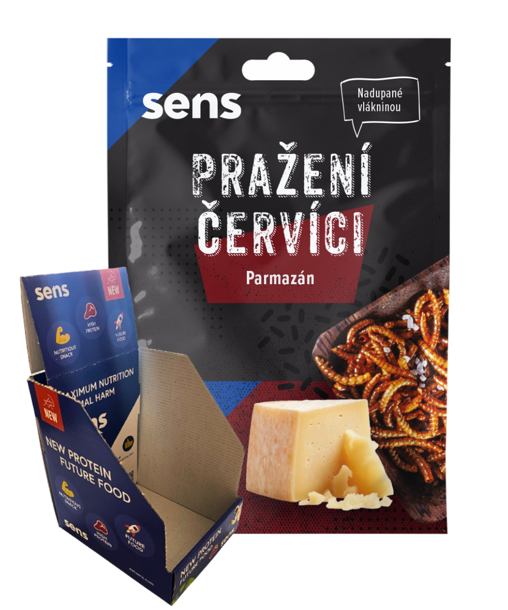 Pražení červíci v pytlíčku - Parmazán (12g) - box 15 kusů